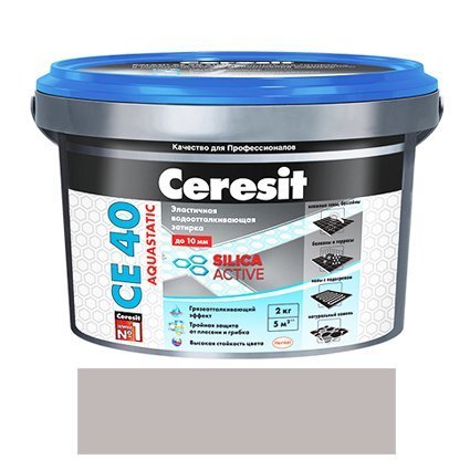 Затирка Ceresit СЕ 40 Aquastatic серебристо-серая (ведро 2кг)