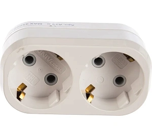 Разветвитель UNIVersal плоский 2 розетки 16 А с заземлением белый