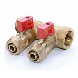 Коллектор с шар. кранами 2 вых. 3/4"х16