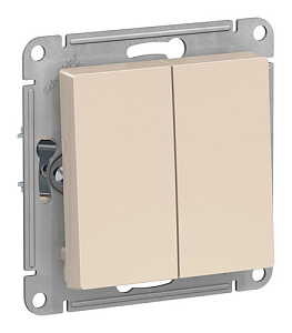 Выключатель Schneider Electric ATLASDESIGN 2-клавишный, скрытый монтаж, бежевый