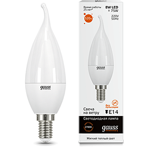 Лампа Gauss LED Elementary Candle Tailed 8W E14 2700K