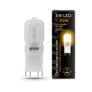 Лампа Gauss LED G9 AC220-240V 3W 2700K пластик