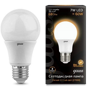 Лампа Gauss LED А60 E27 7W 2700K 1/40