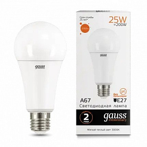 Лампа Gauss Elementary A67 25W 3000K E27 2000lm LED