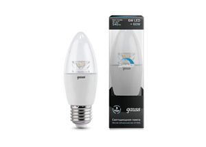 Лампа Gauss LED Candle-dim Crystal Clear E27 6W 2700K диммируемая 1/10/50
