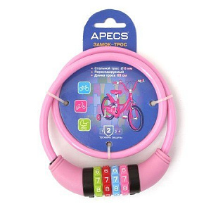Замок велосипедный Apecs PD-82-65CM-CODE-PINK