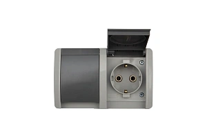 Розетка KRANZ INDUSTRIAL двойная накладная горизонтальный блок IP54 с заземлением о/у серая