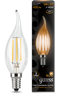 Лампа Gauss LED Filament Candle tailed E14 5W 2700K