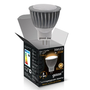 Лампа Gauss LED D35*45 3W  SMD MR AC220-240V GU4  2700K FROST 