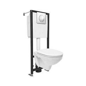 Комплект унитаз Cersanit Delfi SET-DEL/BLACK/TPL/CG-W с инсталляцией