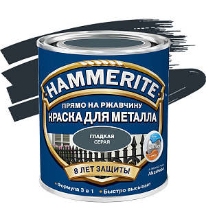 Краска Хаммерайт серая гладкая 0,75 л