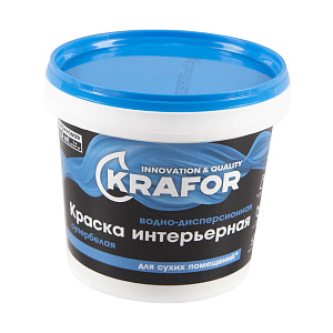 Краска Krafor водно-дисперсионная интерьерная супербелая 1,5 кг