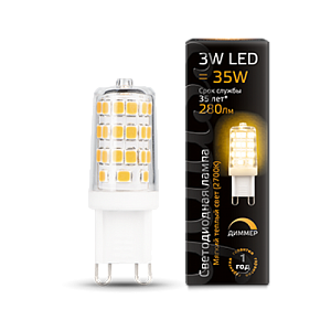 Лампа Gauss LED G9 AC185-265V 3W 2700K диммируемая