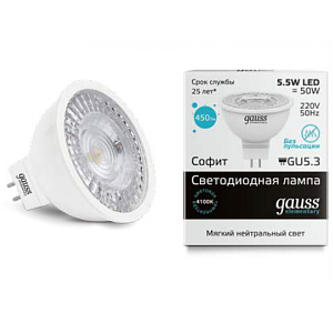 Лампа Gauss LED Elementary MR16 5.5W GU5.3 4100K 