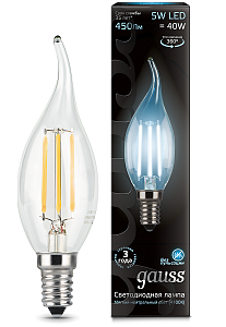 Лампа Gauss LED Filament Candle tailed E14 5W 4100K