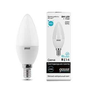 Лампа Gauss LED Elementary Candle 8W E14 4100K 