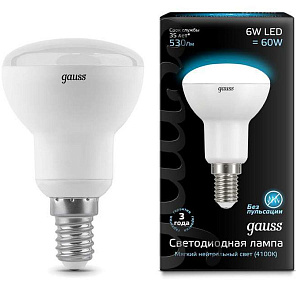 Лампа Gauss LED Reflector R50 E14 6W 4100K