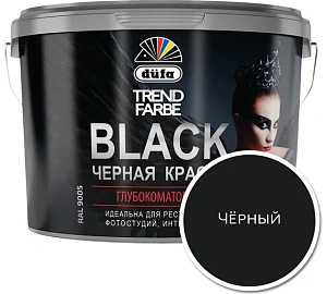 Краска Dufa Trend Farbe Black для стен и потолков глубокоматовая черная 10 л