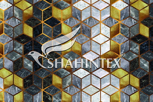 Коврик SHAHINTEX DIGITAL PRINT "КУБ" 80Х120 серый с золотом влаговпитывающий
