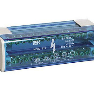 Шина нулевая на DIN рейку в корпусе (кросс-модуль) ШНК 2*15 L+PEN 10-2-15-125