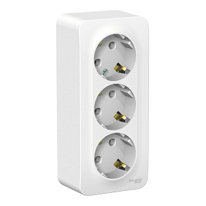 Розетка Schneider Electric BLANCA 3-м с заземлением 16А открытый монтаж белый BLNRA010311 без шторок