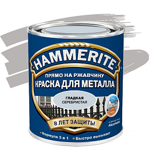 Краска Хаммерайт серебристая гладкая 2.5 л
