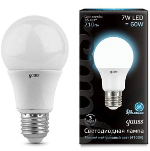 Лампа Gauss LED А60 E27 7W 4100K 1/40