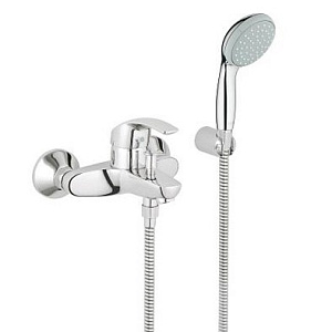 Смеситель для ванны Grohe Eurosmart + ручной душ Solo + настенный держатель + душевой шланг