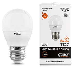 Лампа Gauss LED Elementary Globe 8W E27 2700K 