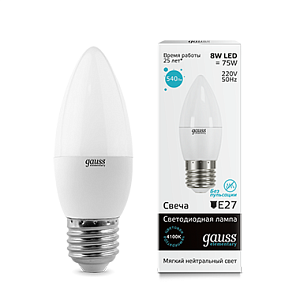Лампа Gauss LED Elementary Candle 8W E27 4100K 