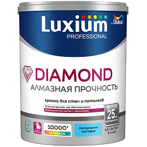 Краска Luxium Diamond Matt для стен и потолков матовая база BС 4,5л
