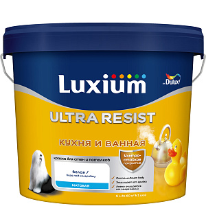Краска Luxium (Dulux) Ultra Resist Кухня и Ванная матовая база BW 5 л