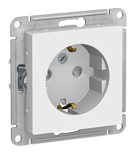 Розетка Schneider Electric ATLASDESIGN 1-м крытый монтаж, с заземлением, со шторками, винтовые клеммы, белый