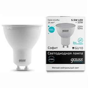 Лампа Gauss LED Elementary MR16 GU10 5.5W 4100К 
