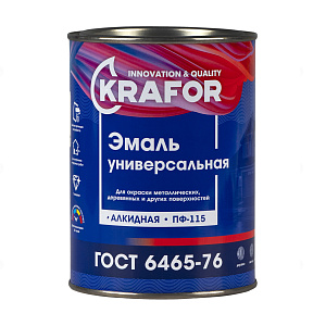Эмаль KRAFOR ПФ-115 универсальная алкидная желтая 1,8 кг