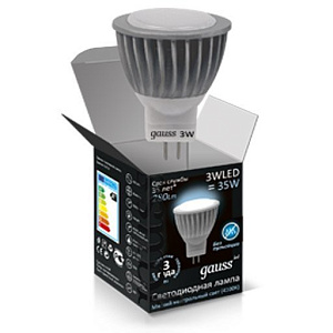 Лампа Gauss LED D35*45 3W  SMD MR AC220-240V GU4  4100K FROST 