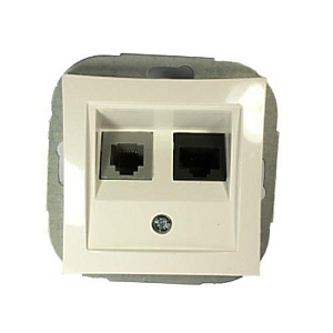Lexel Дуэт Розетка бежевая ТЛФ+КОМП 5е 2-ая RJ11+RJ45
