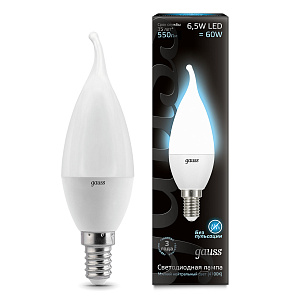 Лампа Gauss LED Candle tailed 6.5W E14 4100К