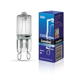 Лампа Camelion галогенная G9 40W 3000К прозрачная