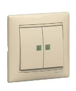 LEGRAND Valena Выключатель 2-клавишный с подсветкой