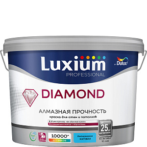 Краска Luxium Professional Diamond Matt для стен и потолков матовая база BW 9л