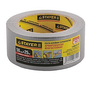 Лента STAYER "Master" клейкая, армированная, влагостойкая, 50/48 мм*25 м, металлик